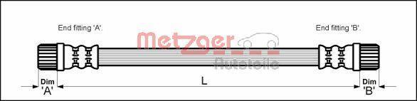 Flexible de frein (Durite de frein) METZGER ref. 4111152